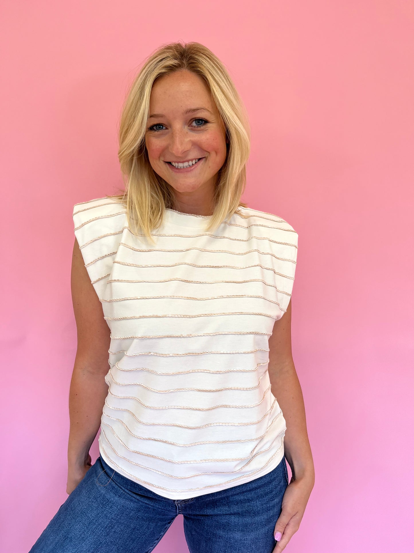 Jane Tan Stripe Top