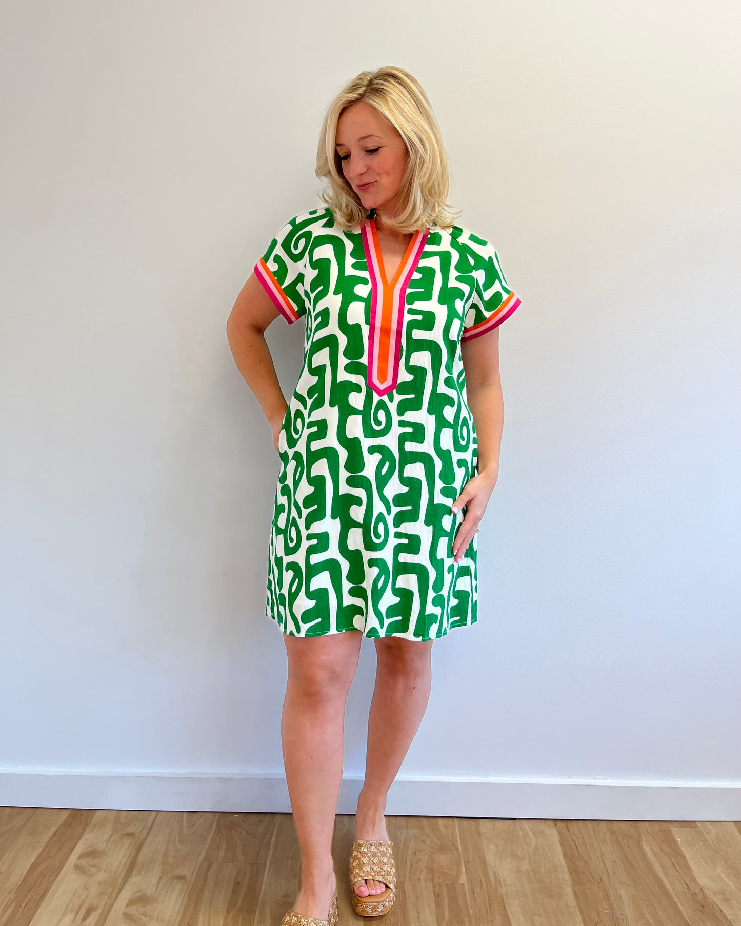 Georgette Green Pattern Dress