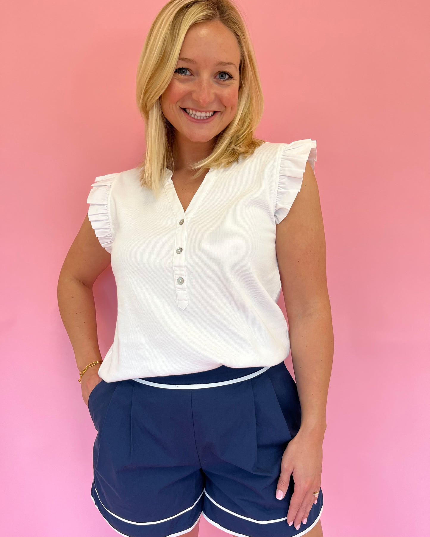 Mia Navy Poplin Shorts