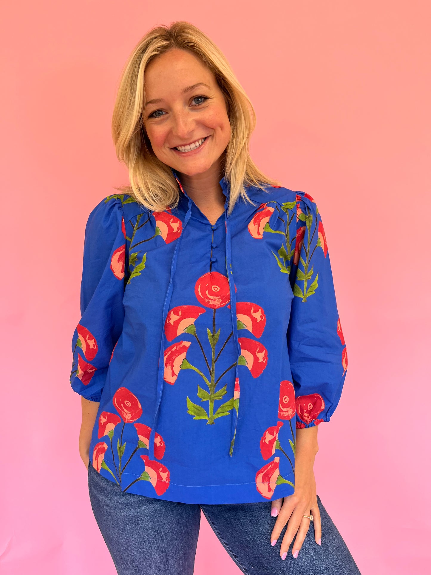 Colleen Blue Floral Top