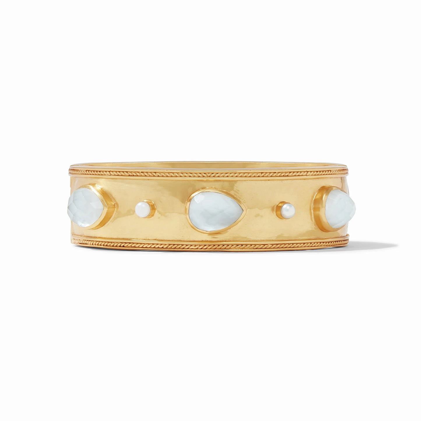Cannes Statement Hinge Bangle - Iridescent Clear Crystal