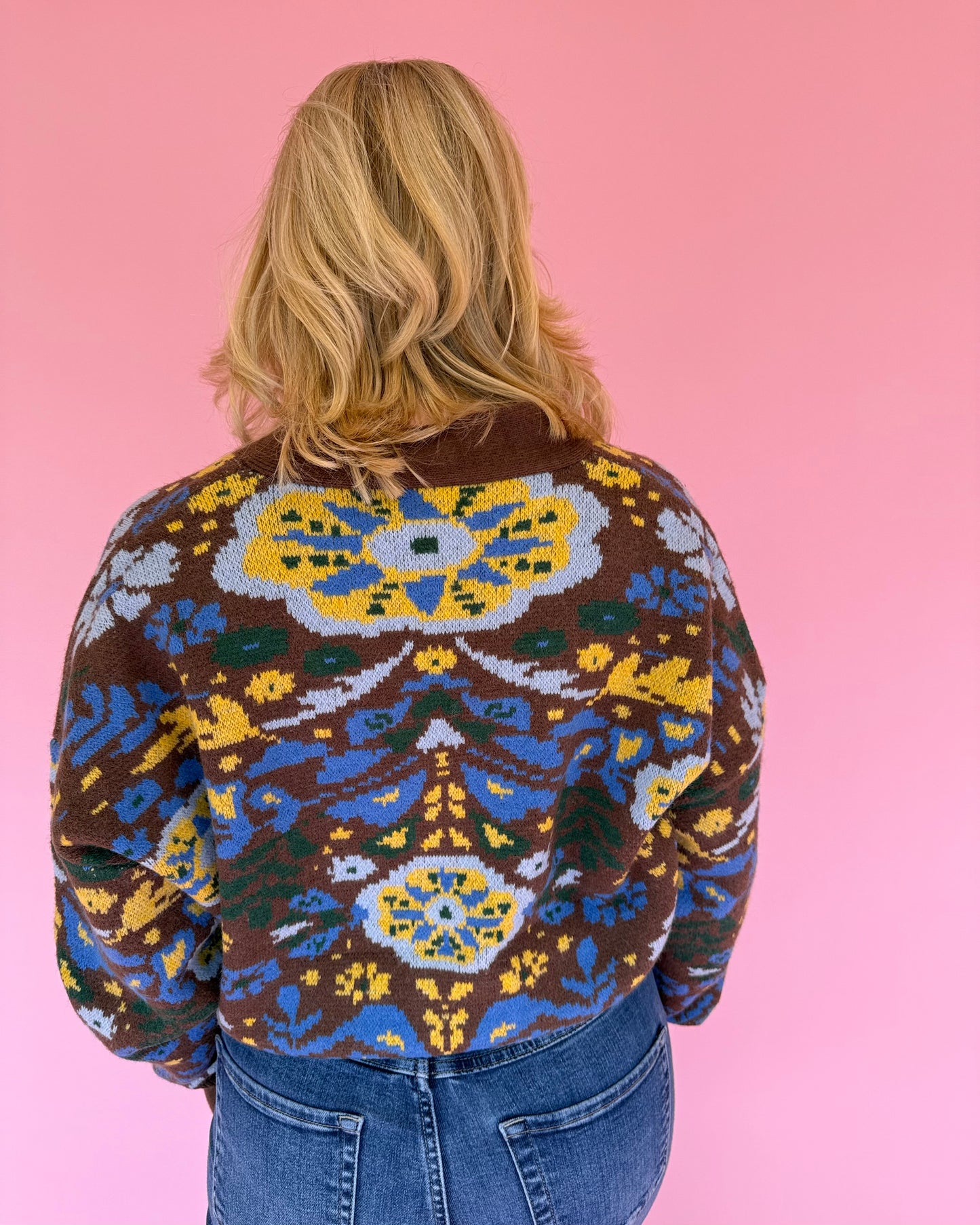 Dolly Brown Floral Knit Cardigan