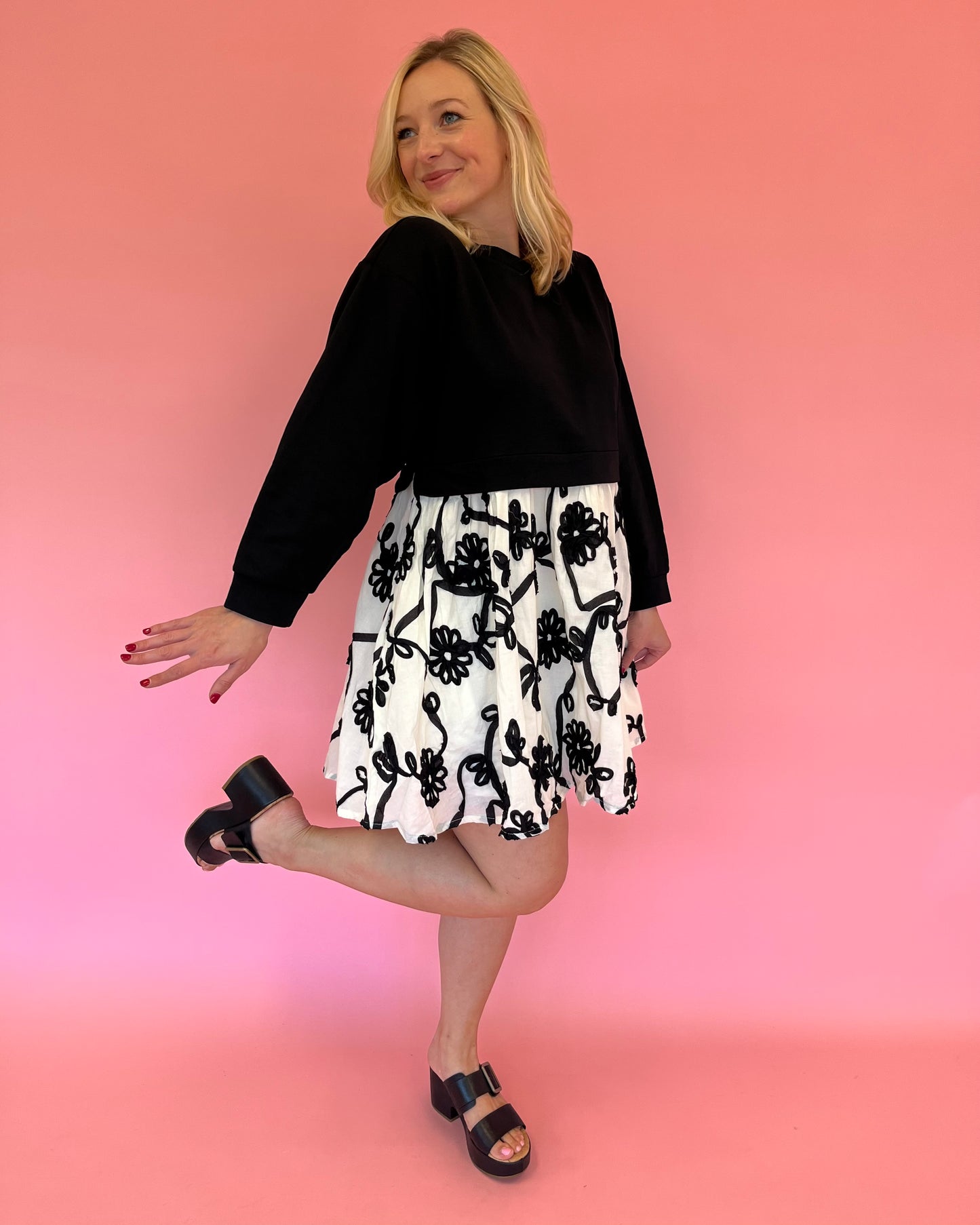 Margaret Black Floral Dress