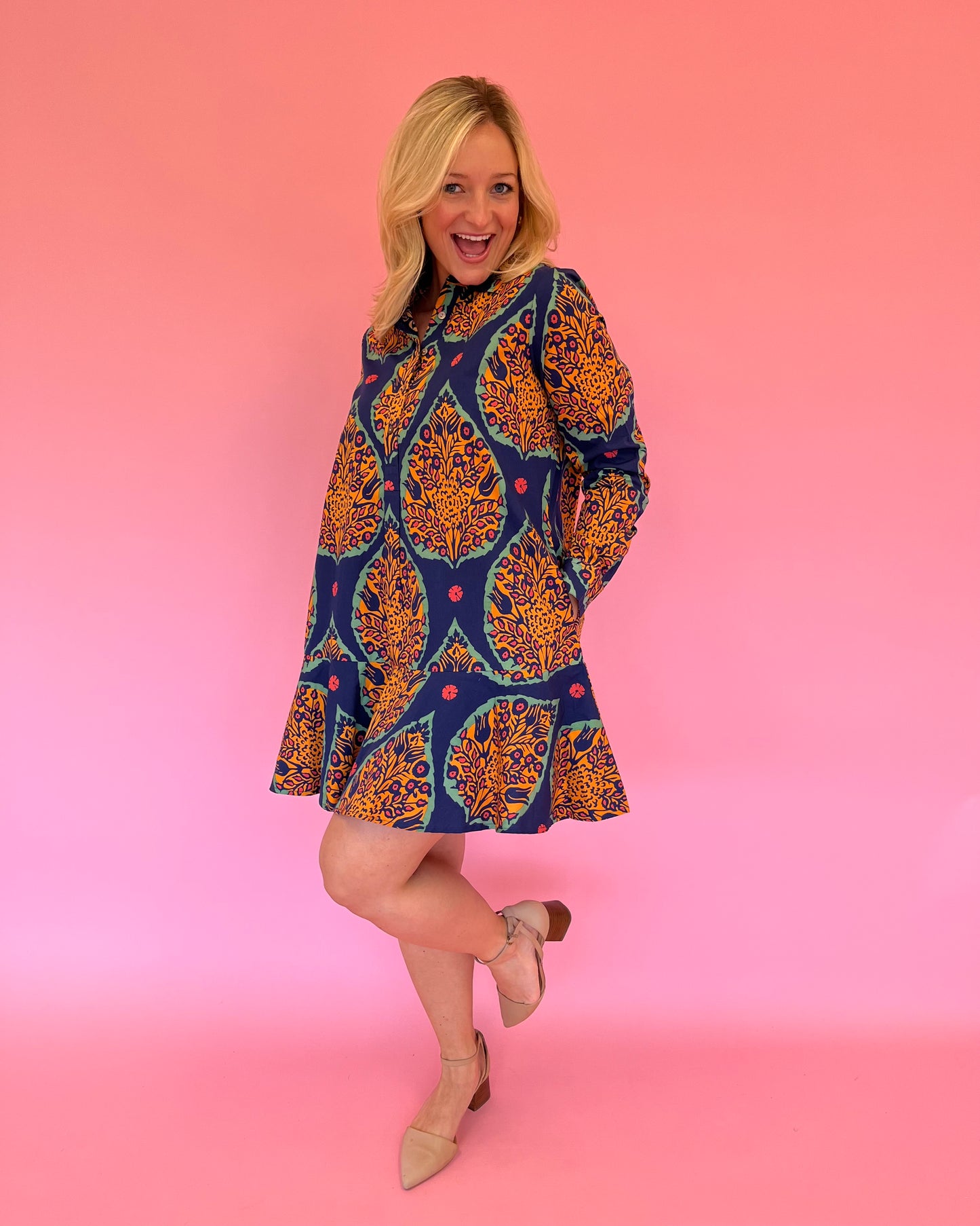 Polly Saffron Botanical Dress