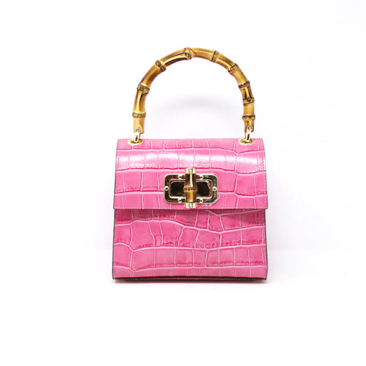 Eleanor Bamboo Pink Leather Bag
