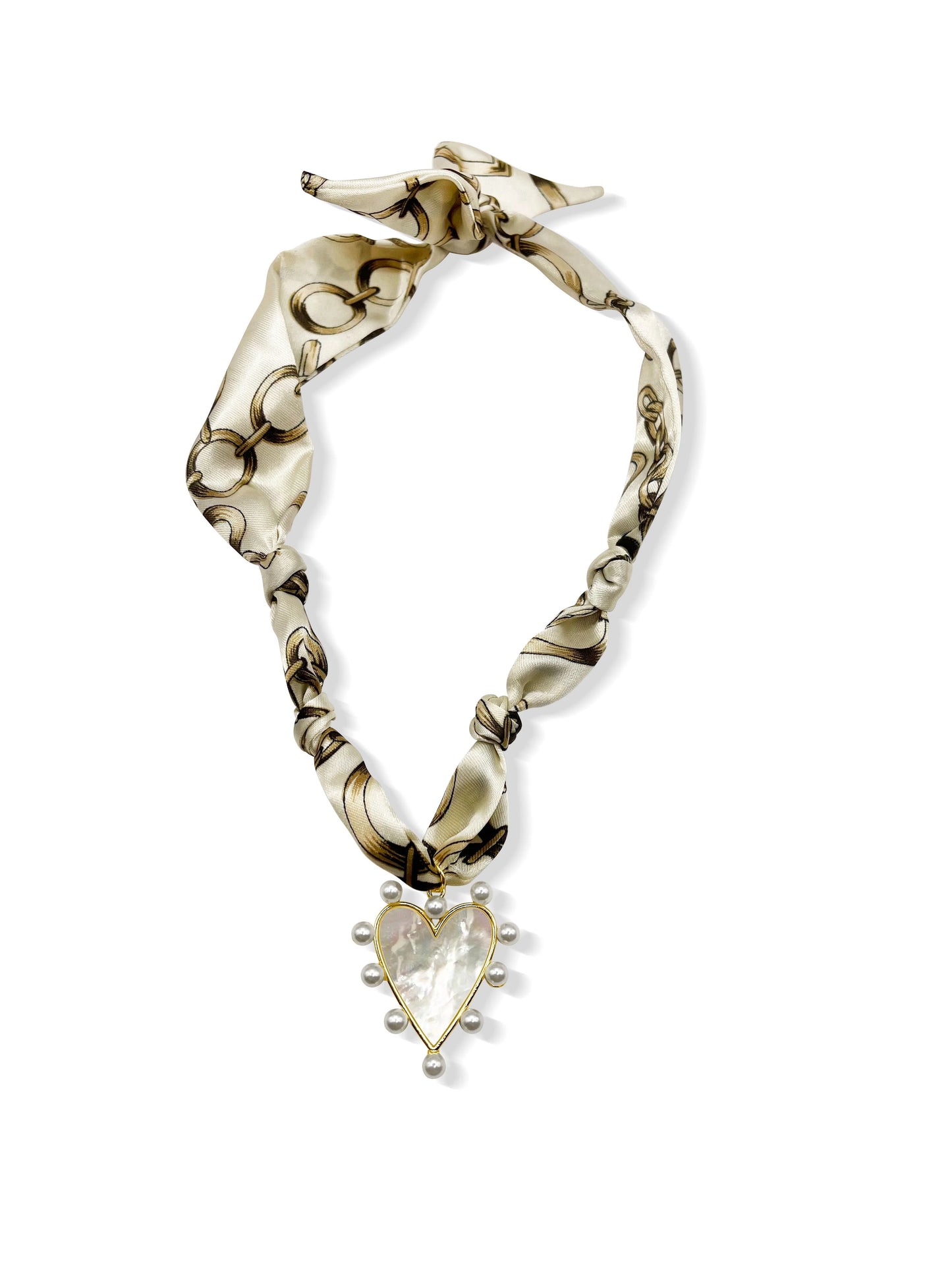 Pearl Heart Ivory Scarf Necklace