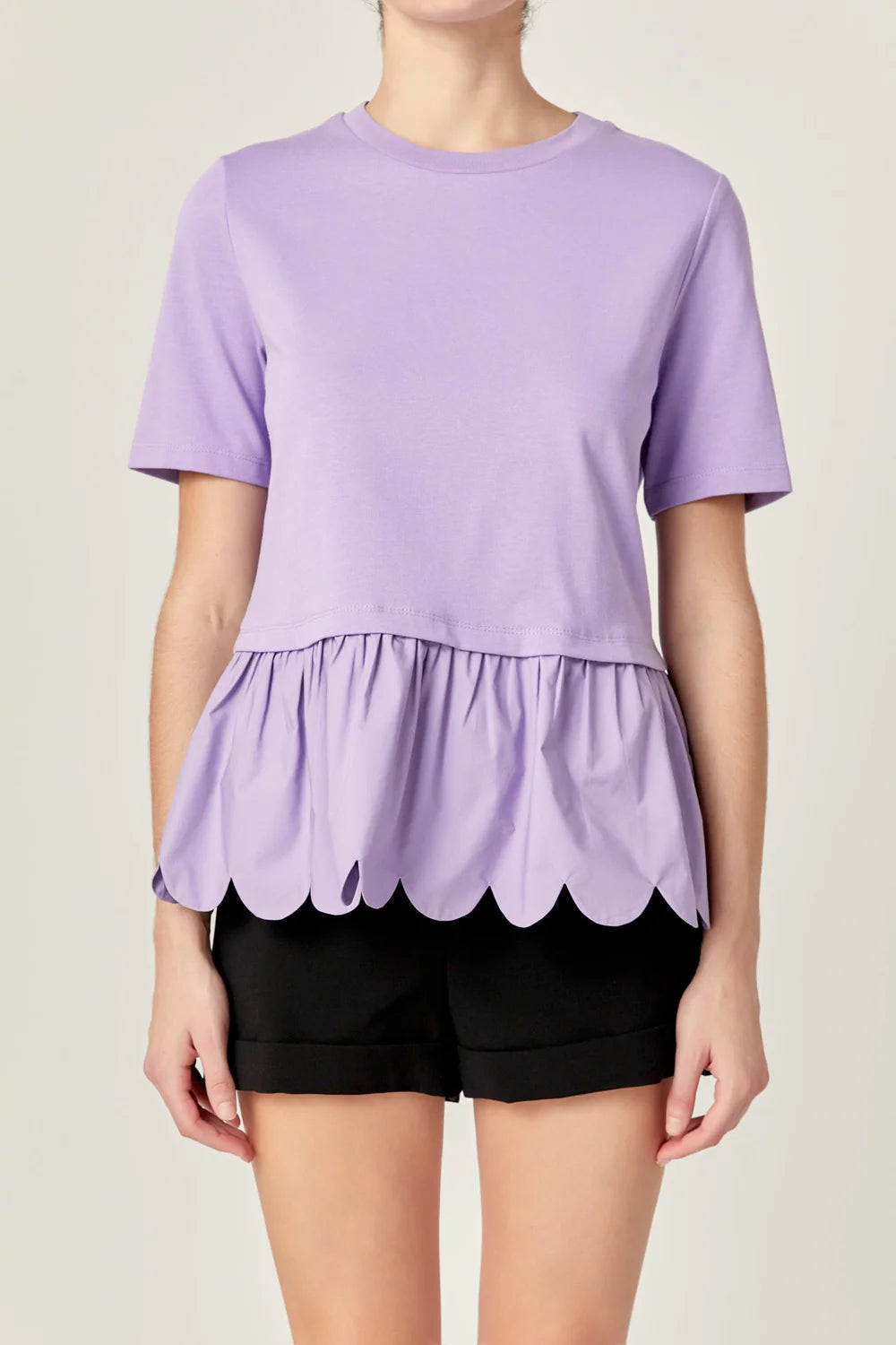 Lindsey Purple Scalloped Top