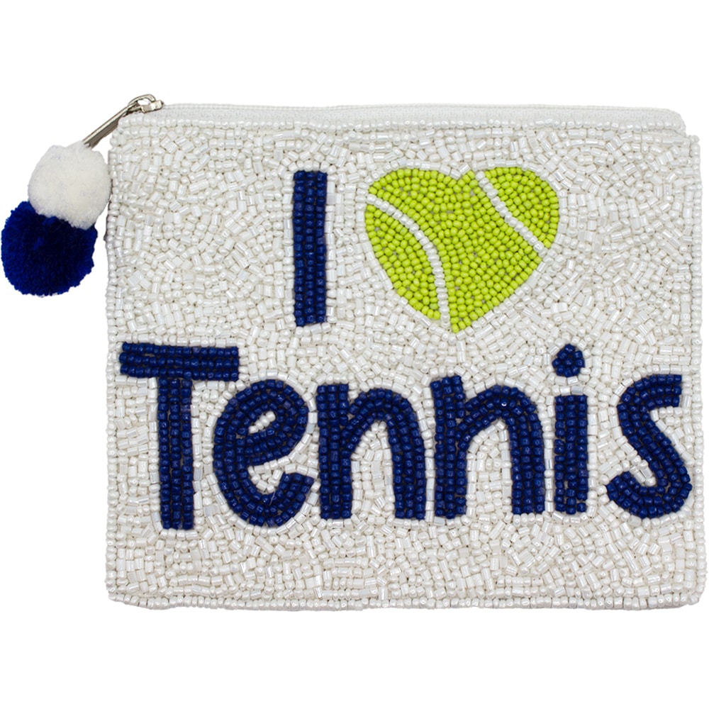 I Love Tennis Beaded Pouch