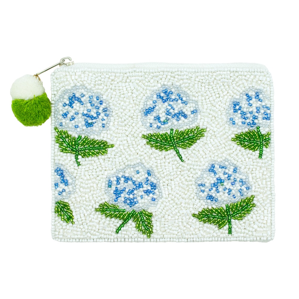 Hydrangea Beaded Pouch