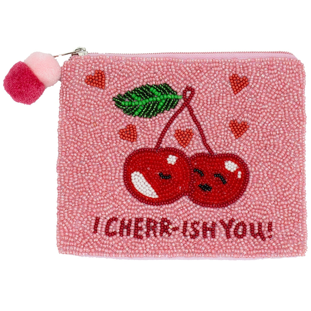 I Cherr-ish You Beaded Pouch