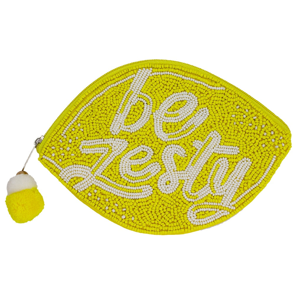 Be Zesty Lemon Beaded Pouch