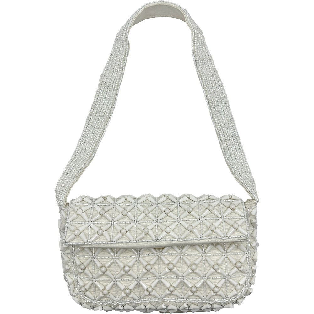Betsy White Beaded Shoulder Bag