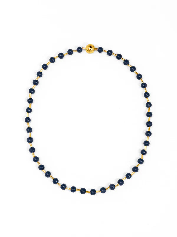 Polly Magnet Bead Necklace - Navy