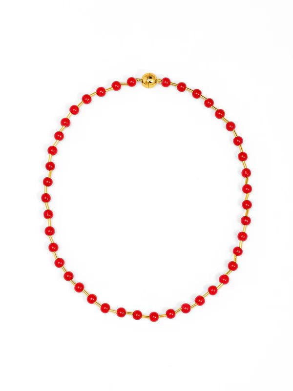 Polly Magnet Bead Necklace - Red