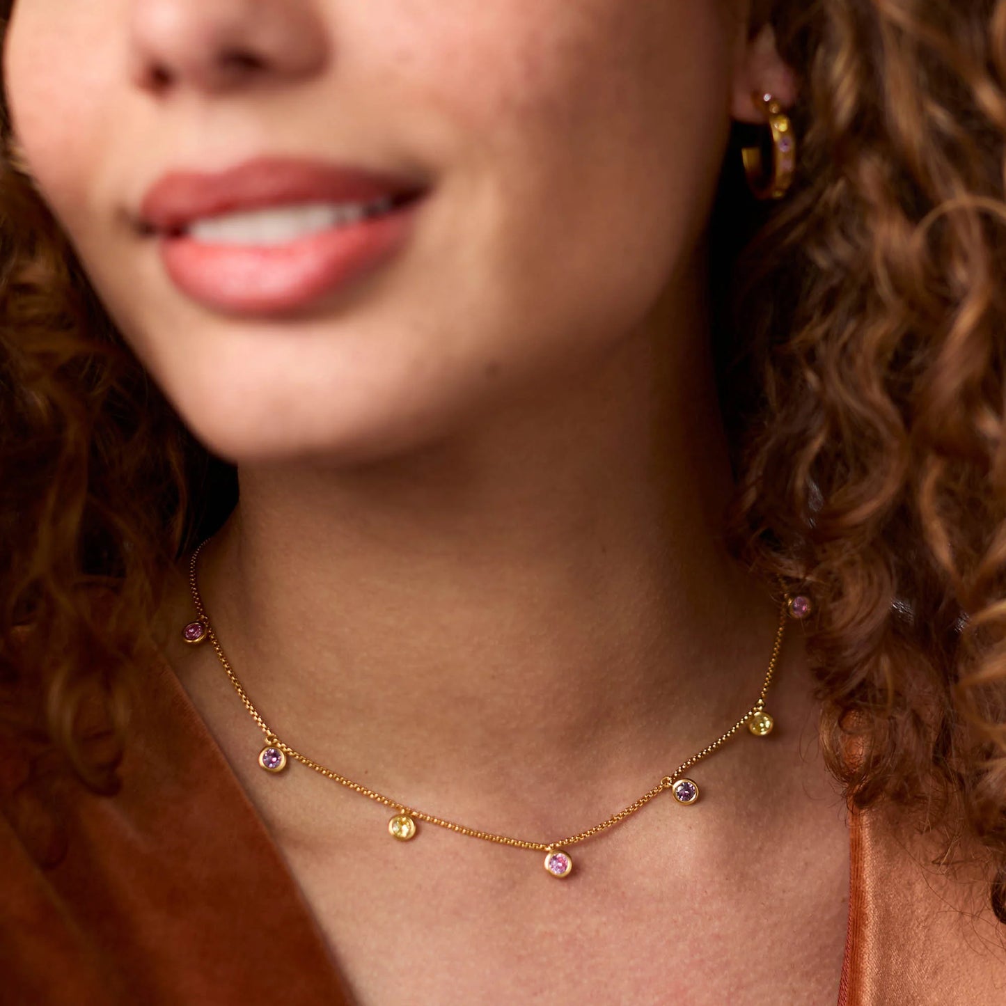 Rainbow Delicate Charm Necklace - Champagne Radiance