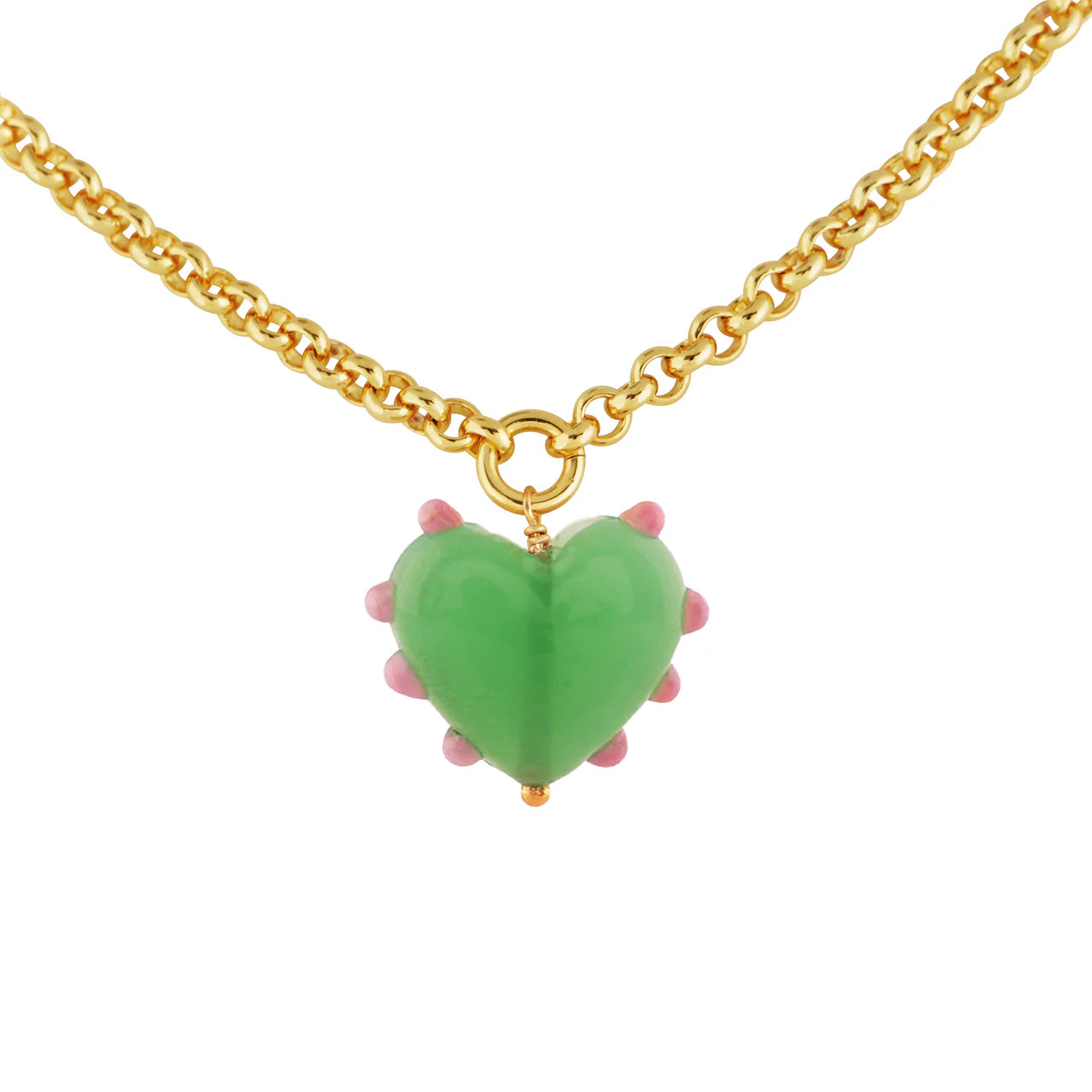 Large Glass Green Heart Necklace