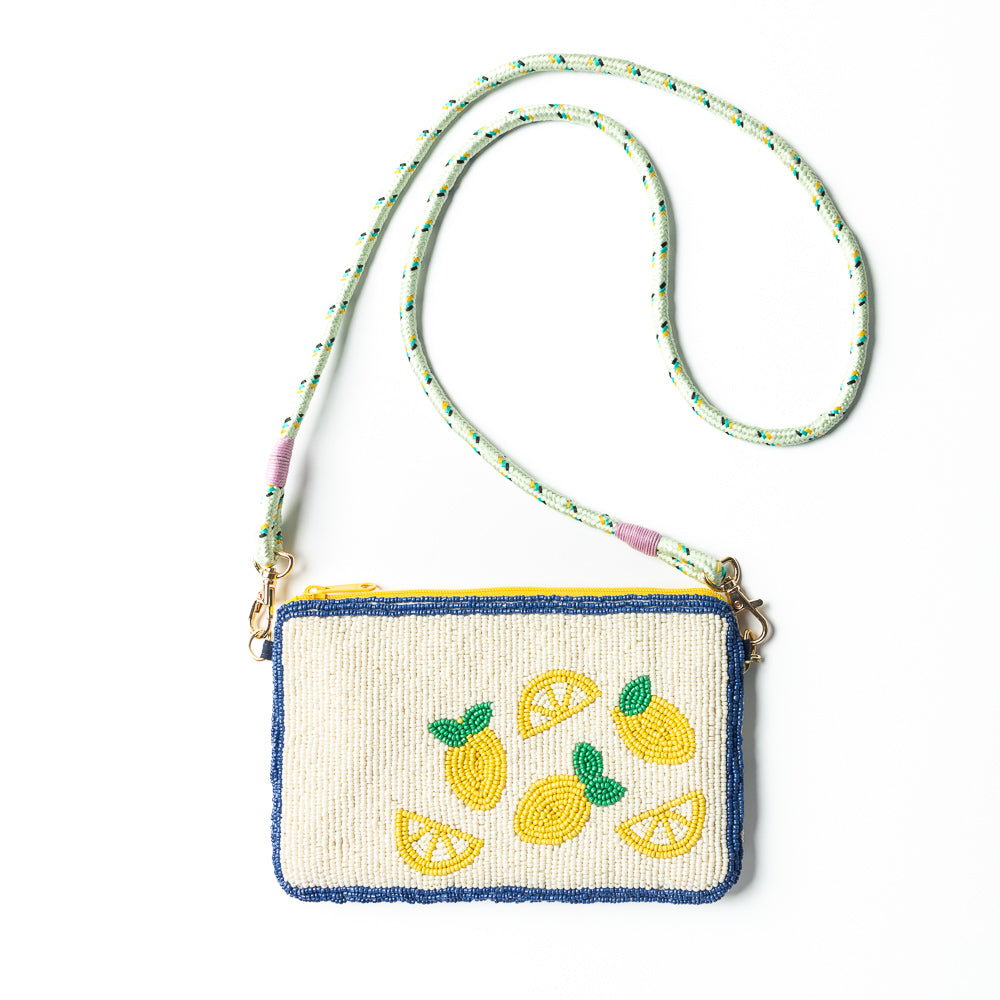 Libby Lemon Beaded Clutch