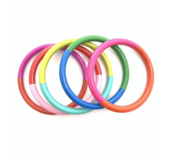 Colorblock Bone Bangle Set of 5