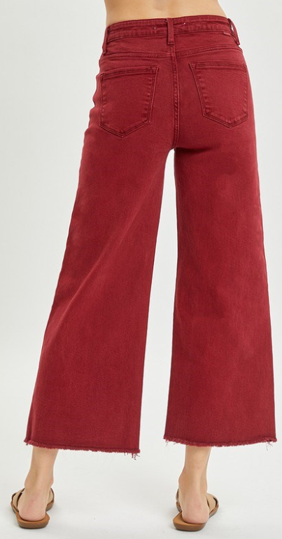 Georgia Wide Leg Denim - Wine