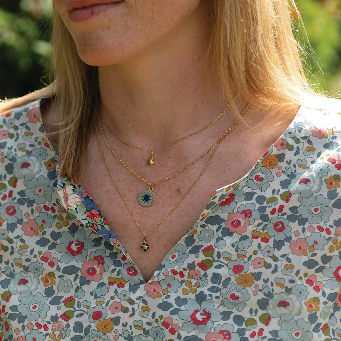 Enamel Mini Star Necklace - Indigo Blue