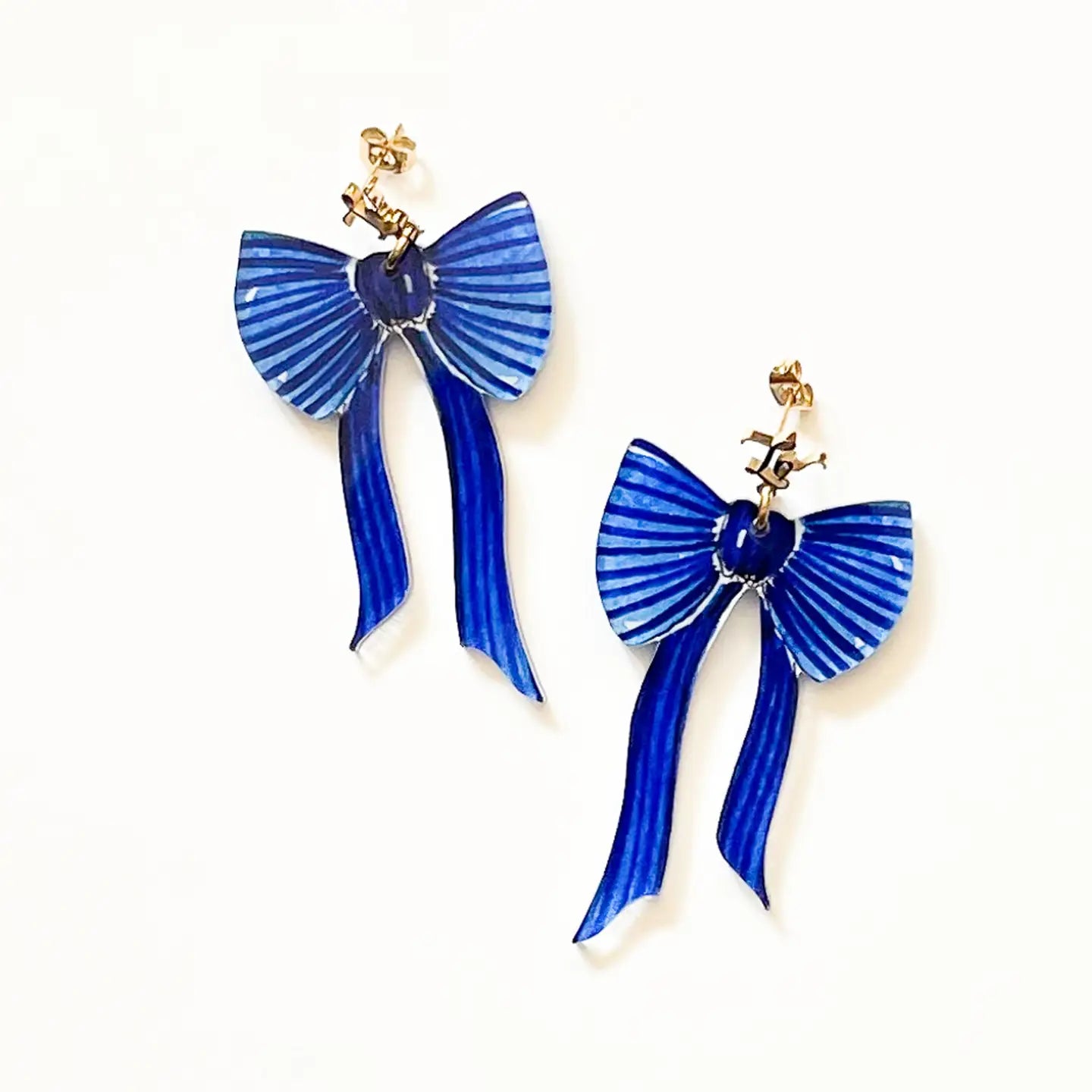 Blue Bow Acrylic Earrings