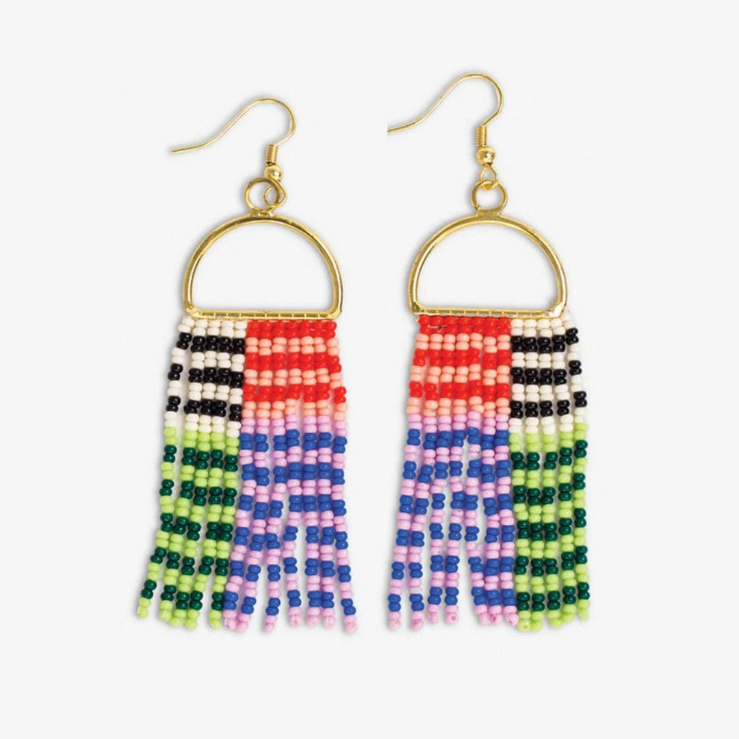 Allie Colorful Stripe Beaded Earrings
