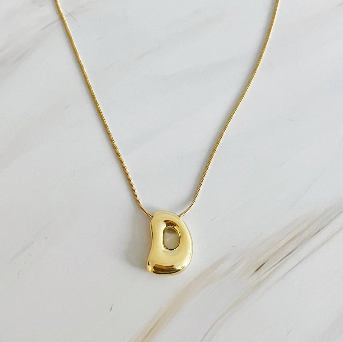 Bubble Gold Initial Necklace
