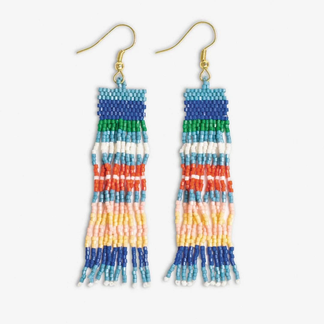 Billie Stripe Beaded Earrings - St. Tropez