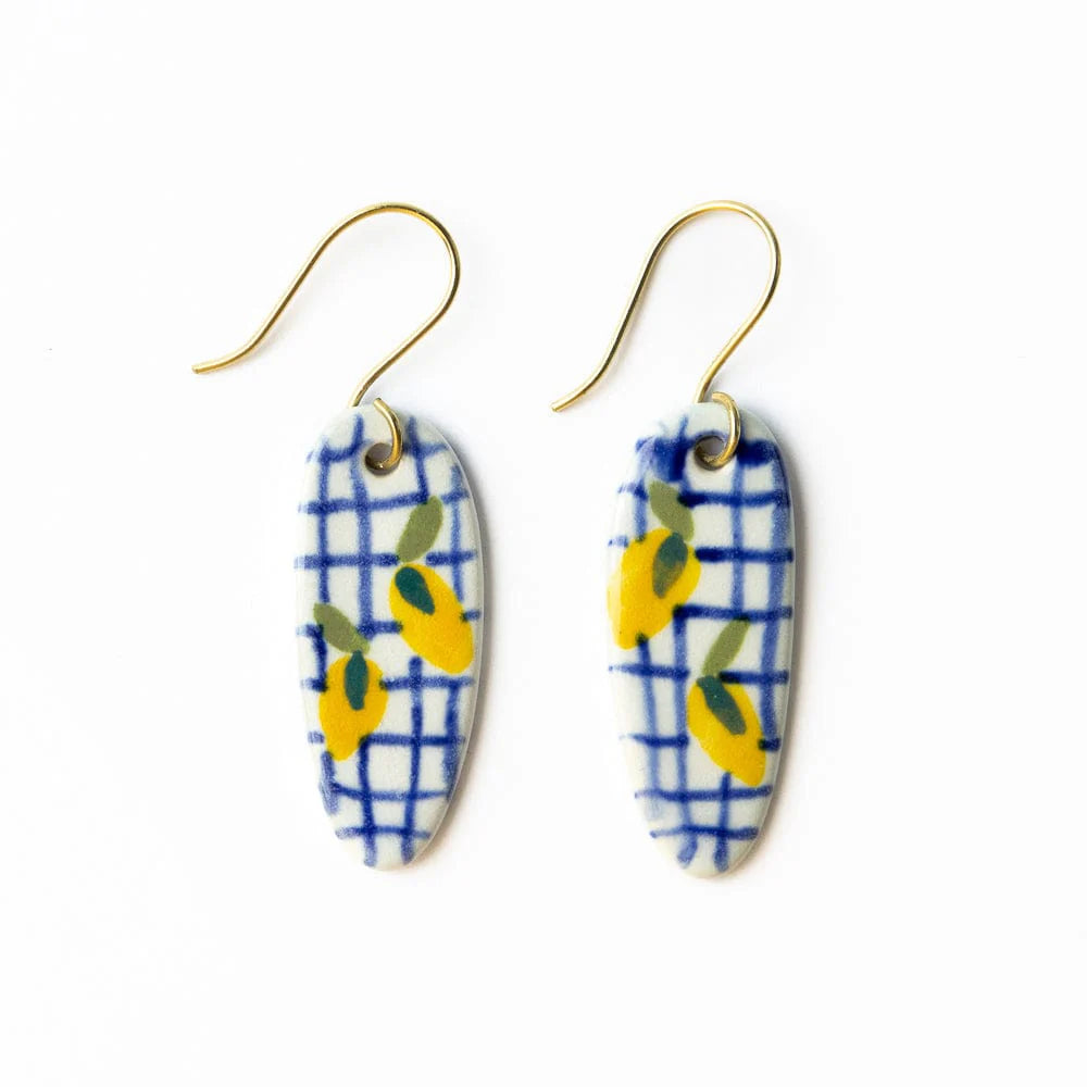 Dani Oval Ceramic Lemon Earrings