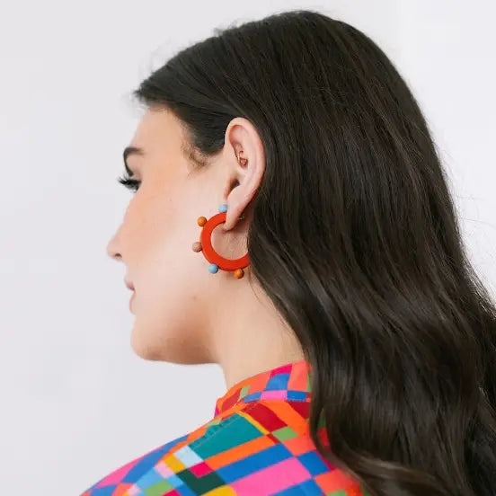 Nola Hobnail Hoop Earrings