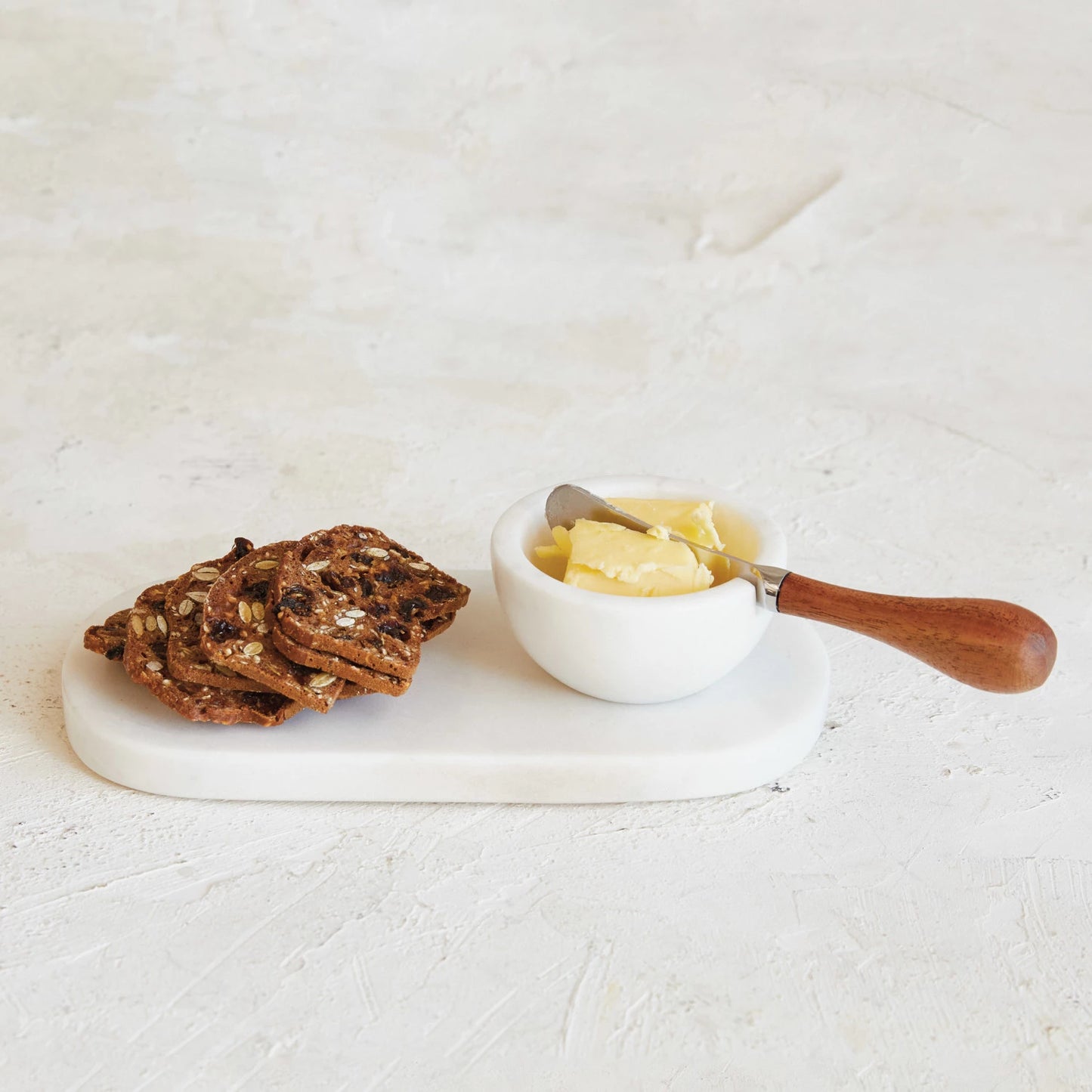 Marble Serving Board with Bowl and Spreader Set