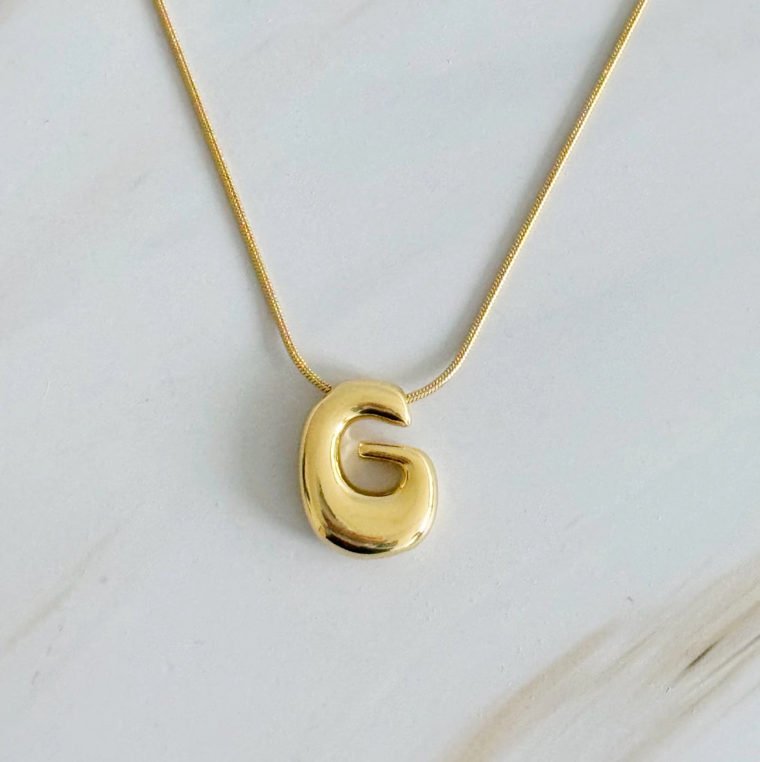 Bubble Gold Initial Necklace