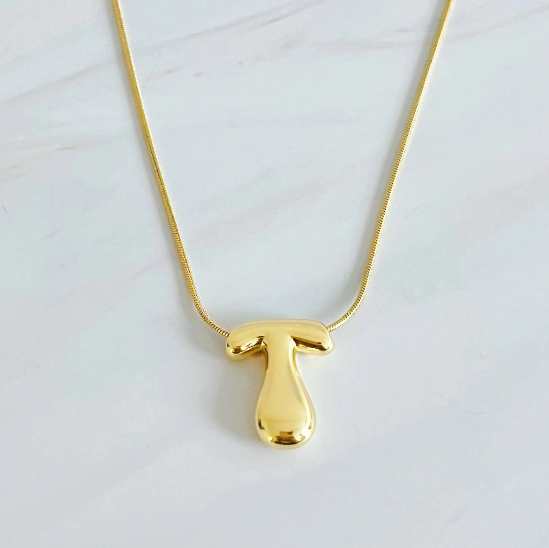Bubble Gold Initial Necklace
