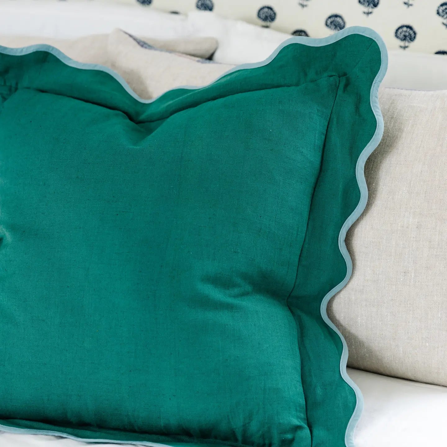 Farrah Green Scalloped Pillow