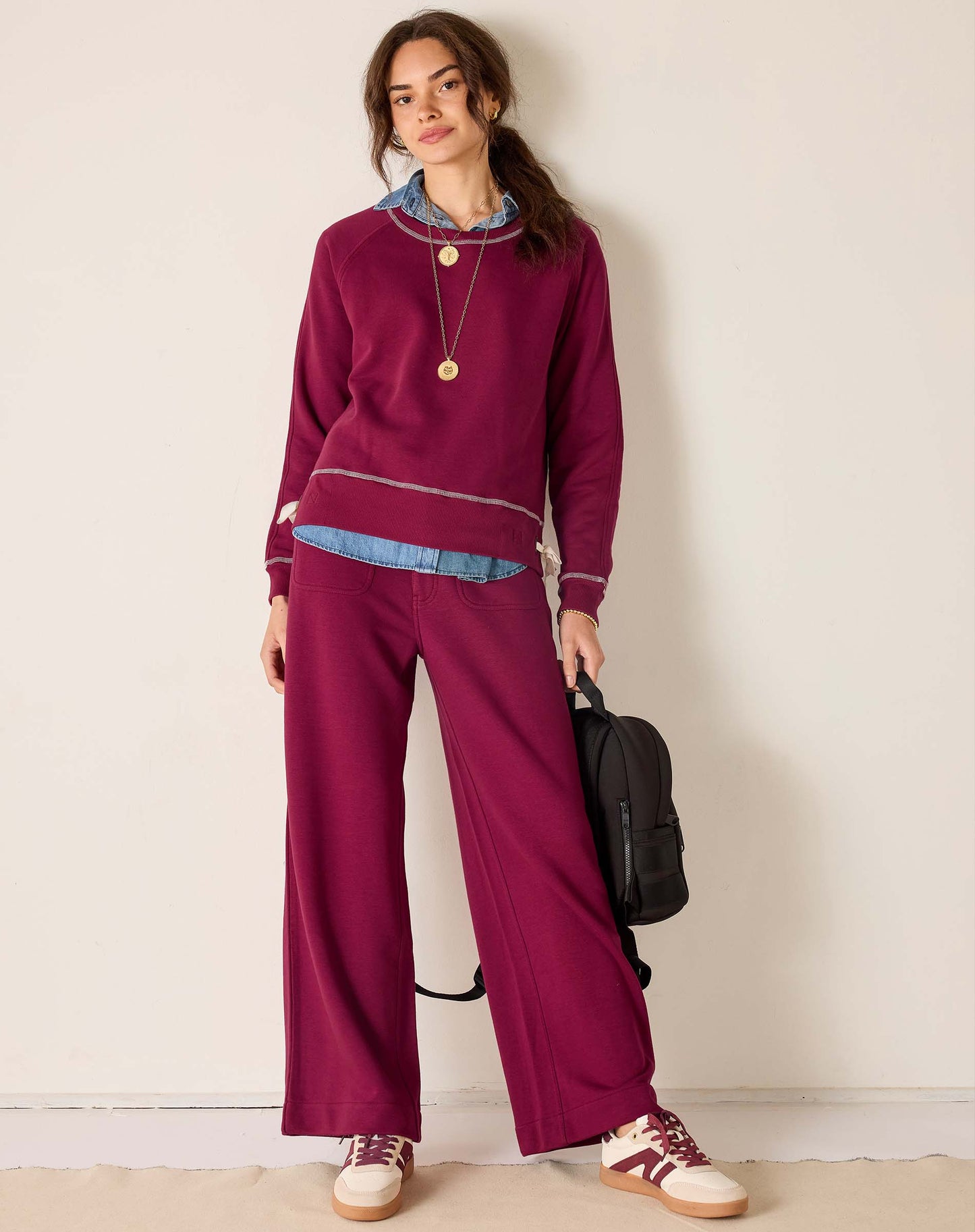 Frenchie Tie Side Crewneck - Winterberry