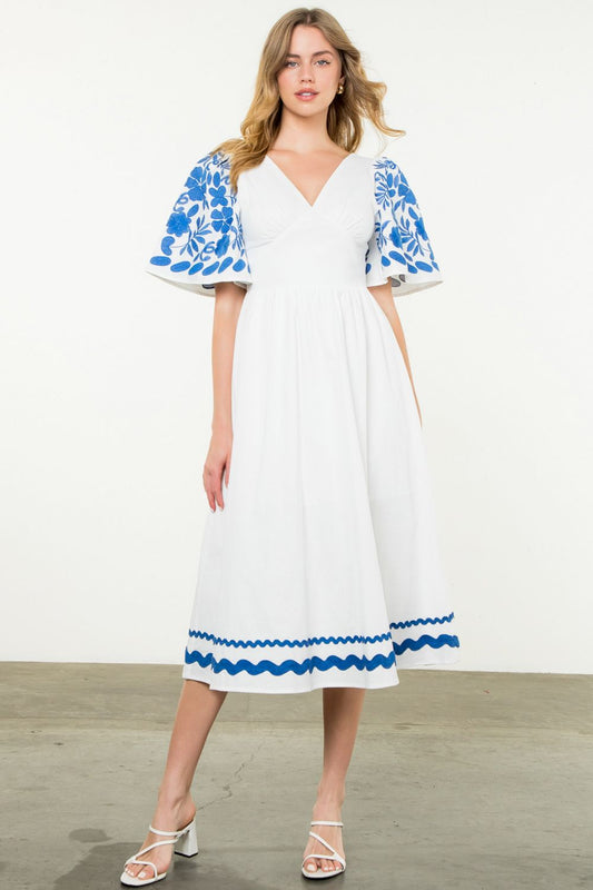 Joanna Blue Embroidered Dress