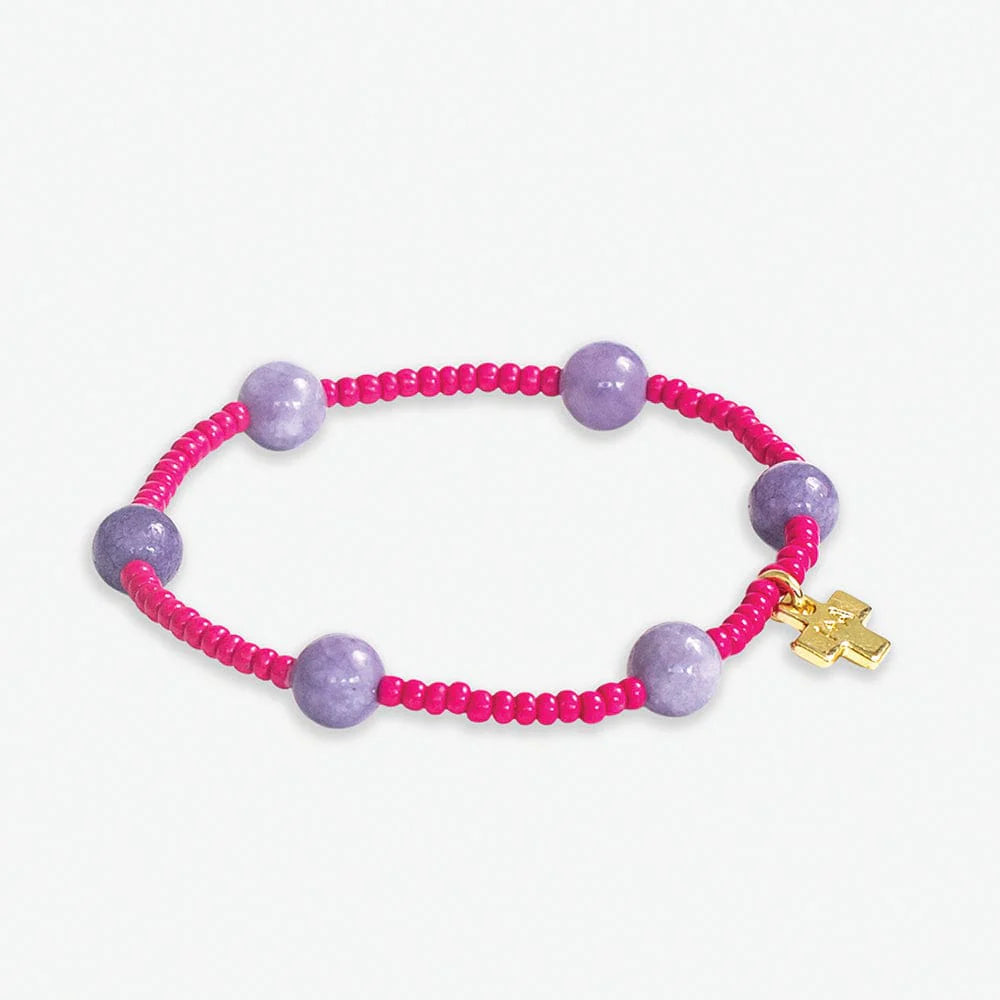 Mia Stone Stretch Bracelet - Hot Pink/Lilac