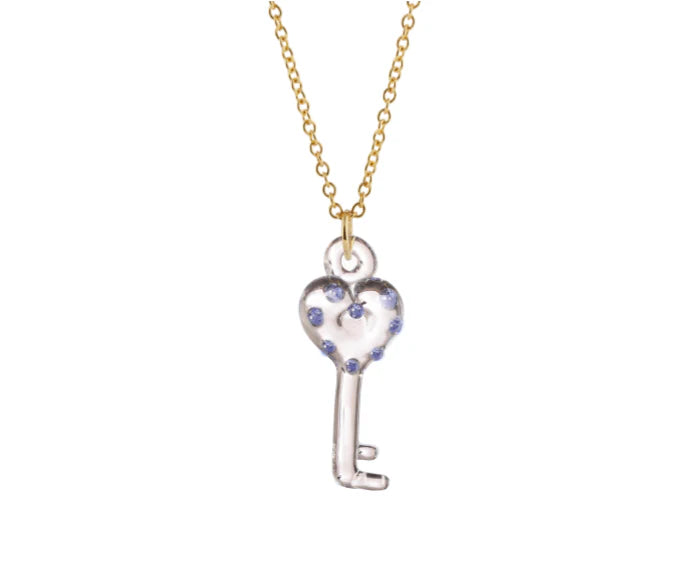 Glass Heart Key Necklace