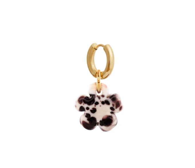 Clover Black and White Glass Earrings