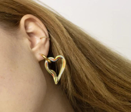 Confetti Glass Open Heart Earrings