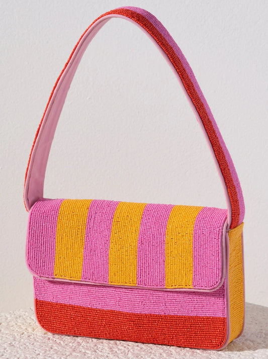 Tay Pink and Orange Beaded Shoulder Bag