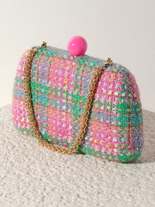 Caroline Colorful Tweed Clutch