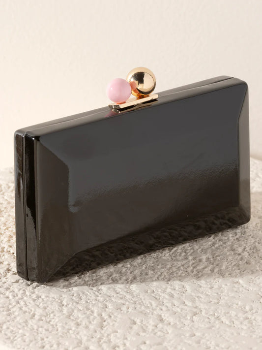 Kenzie Black Patent Clutch