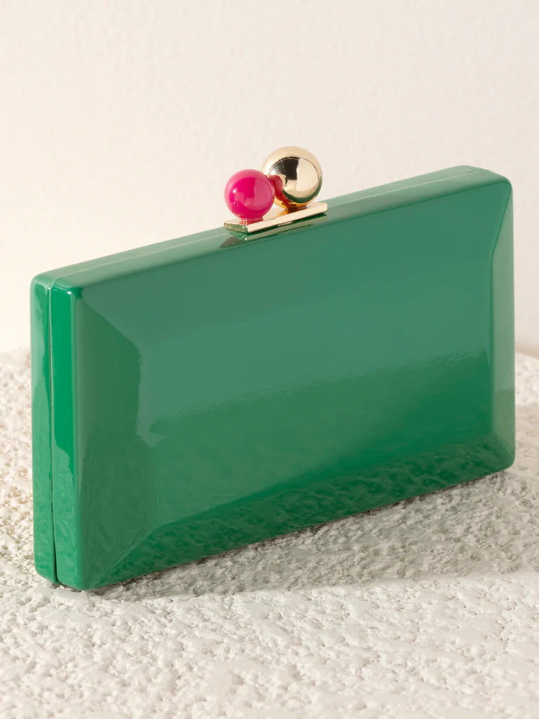 Kenzie Green Patent Clutch