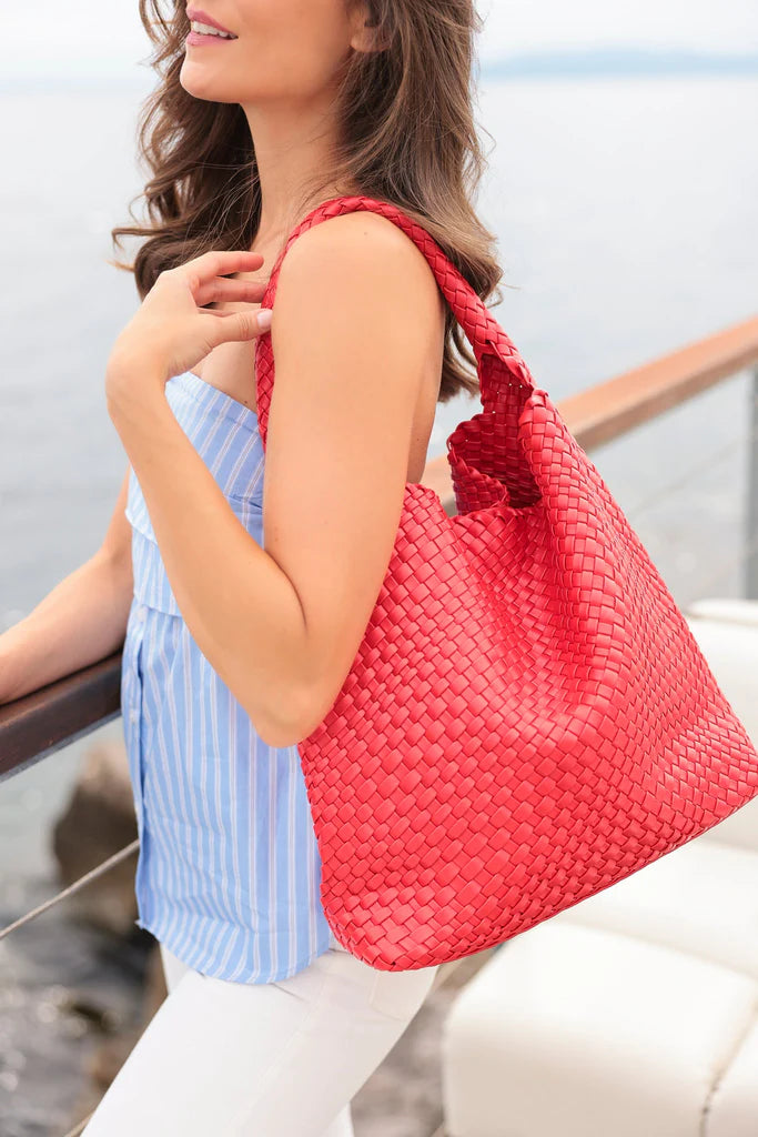 Bea Red Woven Tote