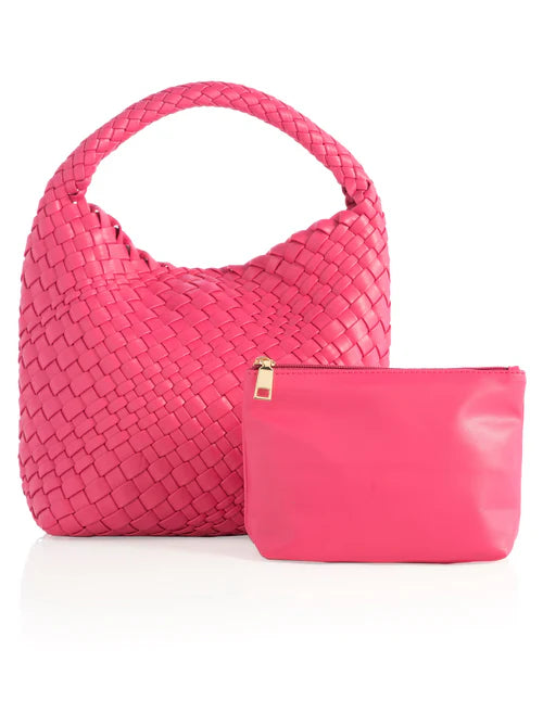 Birdie Pink Woven Mini Hobo