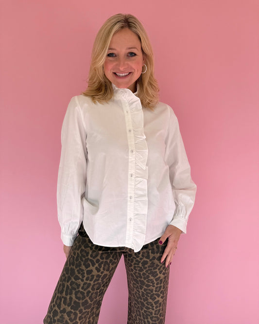 Brianna White Ruffle Top