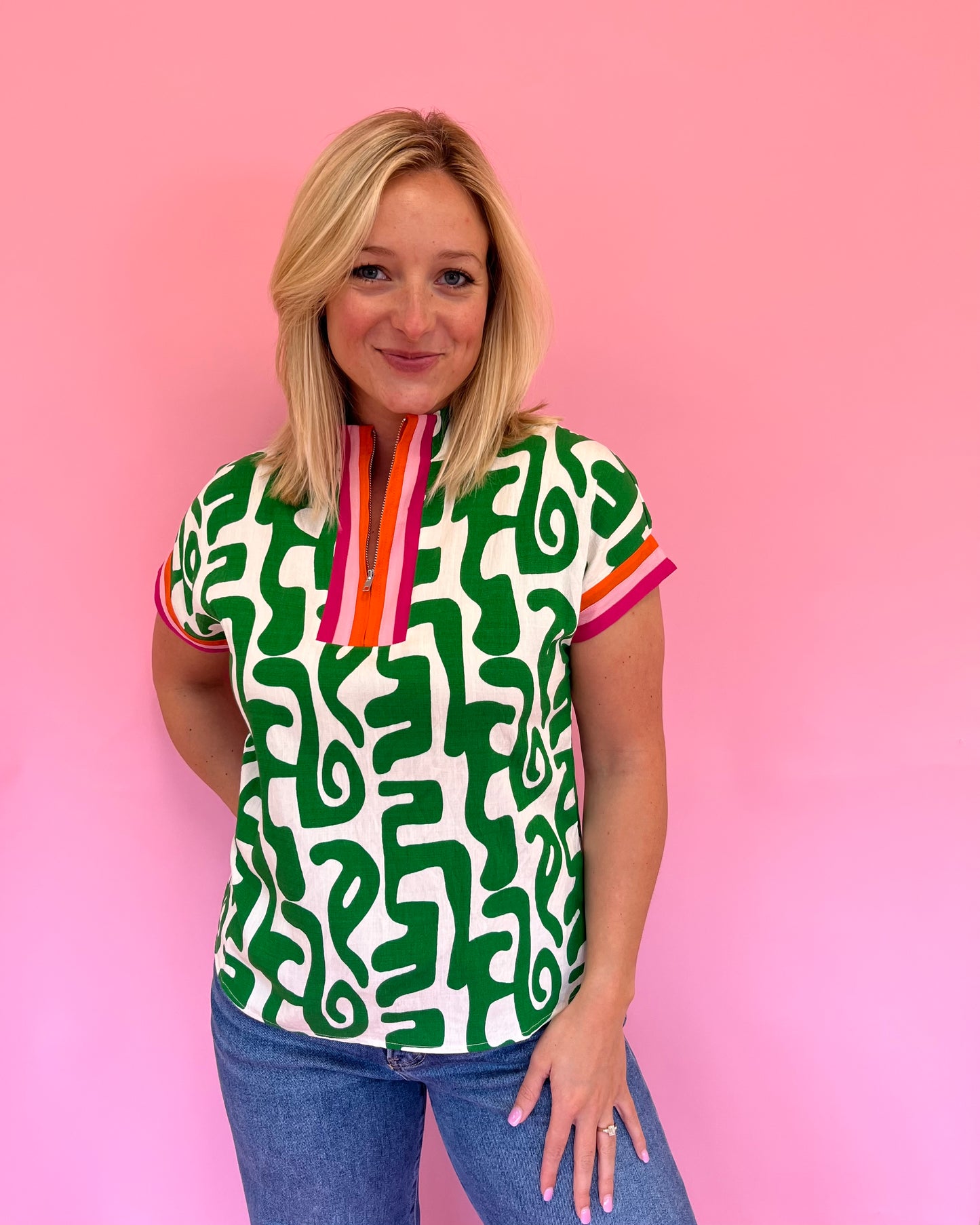 Loretta Green Pattern Top