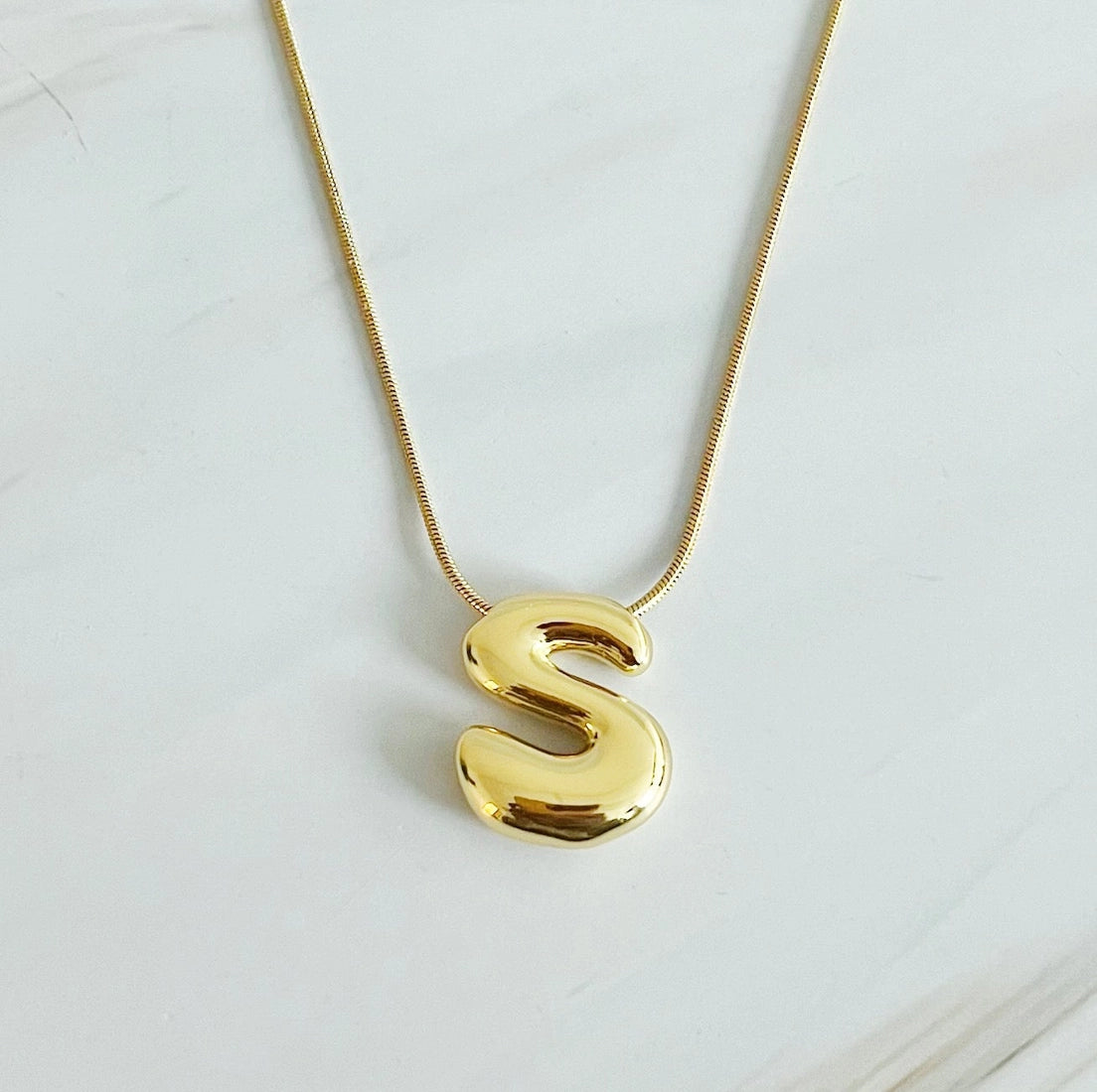 Bubble Gold Initial Necklace