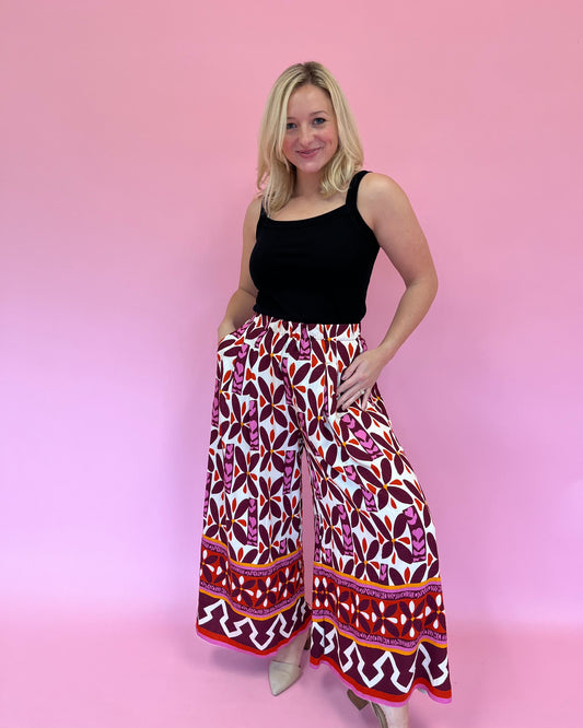 Maeve Burgundy Patterned Pants